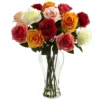Nearly Natural 18-in Assorted Blooming Roses With Vase -Home Decor Store GUEST 046a3cd4 3361 4305 b779 25e291156439