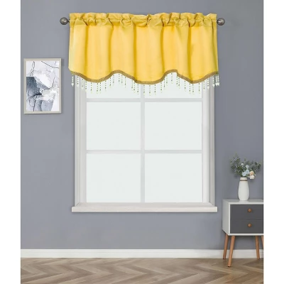 Kate Aurora Luxurious Solid Colored Scalloped Rod Pocket Window Valance With Crystal Beaded Trim 7 Kate Aurora Luxurious Solid Colored Scalloped Rod Pocket Window Valance With Crystal Beaded Trim - Image 5