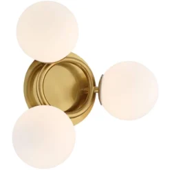 Possini Euro Design Modern Ceiling Light Flush Mount Fixture Brass 18" Wide 3-Light Frosted White Glass Globes Bedroom Living Room -Home Decor Store GUEST 06411361 fd0b 4cb1 bb74 953912030950