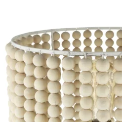 25" Eliza Metal And Tan Wood Beaded Drum Shade Table Lamp White - River Of Goods -Home Decor Store GUEST 08abea2f bcc7 44cd acaf 2c573402ab1f