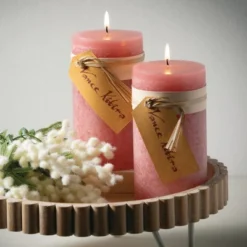 6"H Sullivans Pink Lemonade Timber Pillar, Pink -Home Decor Store GUEST 0a41b653 40a8 4216 bdd4 3656acfab3a0