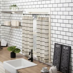 Set Of 2 Twill Striped Anti Dust Sheer Cafe Curtain - Clean Window -Home Decor Store GUEST 0a452f89 4879 442a 8d0a 0bb75901574b