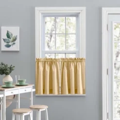 Ellis Curtain Lisa Solid Color Poly Cotton Duck Fabric Tailored Tier Butter -Home Decor Store GUEST 0ba56088 07a7 48c3 9411 f3874914ac69