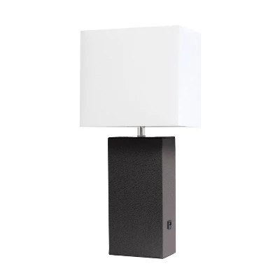 21" Lexington Leather Base Modern Home Decor Bedside Table Lamp With USB Charging Port And Fabric Shade - Lalia Home 18 21" Lexington Leather Base Modern Home Decor Bedside Table Lamp With USB Charging Port And Fabric Shade - Lalia Home - Image 16