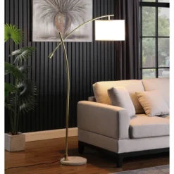 65" Oscar Pendulum Style On Marble Base Metal Floor Lamp White - Ore International -Home Decor Store GUEST 0e141acf 04c6 4892 8a1a 492aa88ed724