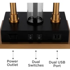 Possini Euro Design Griffin Modern Gooseneck Desk Lamp 31" Tall Gold With USB Charging Port Black Metal Rectangular Shade For Bedroom Living Room Kids -Home Decor Store GUEST 0ffcf231 80f2 4393 b295 a80284adc60c