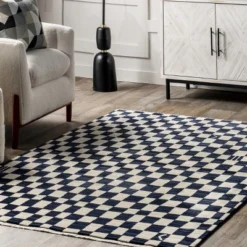 Dominique Abstract Checkered Fringe Area Rug -Home Decor Store GUEST 12004e14 439b 4155 9f7e 9658ab8f4d3c