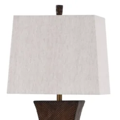 Asher Linear Embossed Resin Table Lamp Dark Brown - StyleCraft