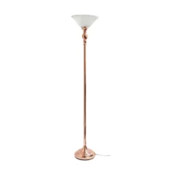 1 Light Torchiere Floor Lamp With Marbleized Glass Shade Rose Gold - Elegant Designs -Home Decor Store GUEST 142770f2 7738 4c71 8915 af5d5c8dfed4