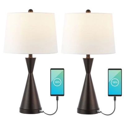 (Set Of 2) 26" Colton Classic French Country Iron LED Table Lamp With USB Charging Port (Includes LED Light Bulb) - JONATHAN Y 12 (Set Of 2) 26" Colton Classic French Country Iron LED Table Lamp With USB Charging Port (Includes LED Light Bulb) - JONATHAN Y - Image 10