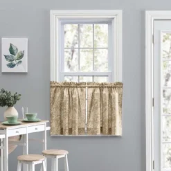 Ellis Curtain Lexington Leaf Pattern On Colored Ground Curtain Tiers Tan -Home Decor Store GUEST 17e07248 92a1 4dbe af03 35838eff3702