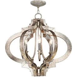 Possini Euro Design Ornament Aged Silver Gold Bronze Chandelier 23 1/4" Wide Industrial 6-Light Fixture For Dining Room Foyer Kitchen Island Entryway -Home Decor Store GUEST 1810b162 e47a 4e97 a951 6c12946bb65e
