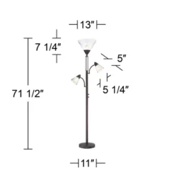 Franklin Iron Works Warwick Industrial Torchiere Floor Lamp With Side Lights 71 1/2" Tall Tiger Bronze LED Clear Seedy Glass For Living Room Reading -Home Decor Store GUEST 19edf106 51c6 4f85 9def 0e751b739644