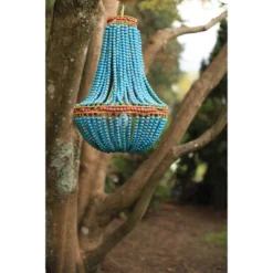 Wood Beaded Chandelier Blue -Storied Home -Home Decor Store GUEST 1c509e22 de29 4c07 8684 6344261c3000
