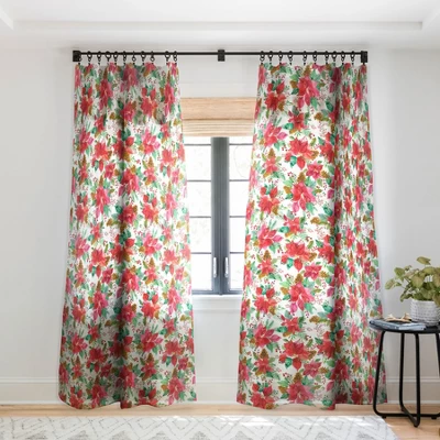 Ninola Design Poinsettia Holiday Flowers Single Panel Sheer Window Curtain - Deny Designs 8 Ninola Design Poinsettia Holiday Flowers Single Panel Sheer Window Curtain - Deny Designs - Image 6