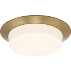 Possini Euro Design Melber Modern Ceiling Light Flush Mount Fixture 14" Wide Warm Brass Gold 3-Light Opal White Glass Shade For Bedroom Living Room -Home Decor Store GUEST 1deb710a 82b4 4c27 bd0c 48aed0429685