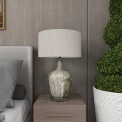 Glam Glass Table Lamp With Faux Mercury Glass Finish Silver - Olivia & May -Home Decor Store GUEST 1dee88df bf15 4170 bcf7 ac3e467dd687