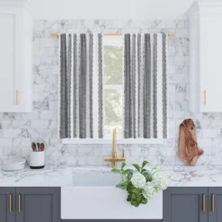 Set Of 2 Slub Textured Striped Cotton Cafe Curtain Tiers Black/White - Archaeo -Home Decor Store GUEST 1eb44bd1 f8e5 4959 9800 31d9dbed9723