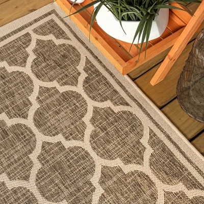 Trebol Moroccan Trellis Textured Weave Indoor/Outdoor Area Rug - JONATHAN Y 5 Trebol Moroccan Trellis Textured Weave Indoor/Outdoor Area Rug - JONATHAN Y - Image 3
