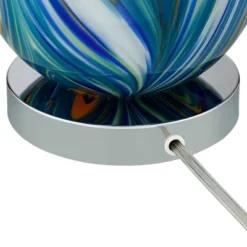 Possini Euro Design Pablo 27" Tall Modern Table Lamp Table Top Dimmer Blue Art Glass Single Living Room Bedroom Bedside Nightstand House White Shade -Home Decor Store GUEST 23e32f2c e0ab 40e1 819f 00efcd356839