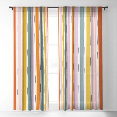 Lane And Lucia Rainbow Stripes And Dashes Single Panel Sheer Window Curtain - Society6 3 Lane And Lucia Rainbow Stripes And Dashes Single Panel Sheer Window Curtain - Society6
