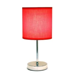 11.81" Traditional Petite Metal Stick Bedside Table Desk Lamp In Chrome With Fabric Shade Red - Creekwood Home 12 11.81" Traditional Petite Metal Stick Bedside Table Desk Lamp In Chrome With Fabric Shade Red - Creekwood Home -Home Decor Store GUEST 274b40f2 6a1d 4668 ba06 400a9b755e2d