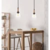 7.63" Adjustable Iron Alys Rope Wrap Modern Rustic LED Kitchen Pendant Black - Jonathan Y