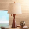 360 Lighting Omar Modern Table Lamp 28 3/4" Tall Warm Brown Wood Hourglass Oatmeal Fabric Drum Shade For Bedroom Living Room Bedside Nightstand Office -Home Decor Store GUEST 2a029704 26bd 4349 ae52 7aa1b0736fe5