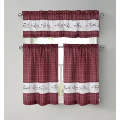 Kate Aurora Country Living Gingham Check Hope Faith Love 3 Pc Cafe Kitchen Curtain Set -Home Decor Store GUEST 2dcdc90d bcd0 4256 8b98 e337d58beaf6
