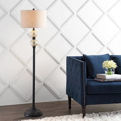 60" Glass/Metal January Floor Lamp (Includes LED Light Bulb) Black - JONATHAN Y 3 60" Glass/Metal January Floor Lamp (Includes LED Light Bulb) Black - JONATHAN Y