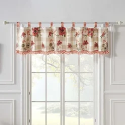 Wheatly Farmhouse Gingham Tab Top Valance 84" X 19" By Greenland Home Fashion