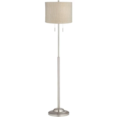 360 Lighting Abba Modern Floor Lamp Standing 66" Tall Brushed Nickel Silver Metal Gold Silver Drum Shade For Living Room Bedroom Office House Home 3 360 Lighting Abba Modern Floor Lamp Standing 66" Tall Brushed Nickel Silver Metal Gold Silver Drum Shade For Living Room Bedroom Office House Home