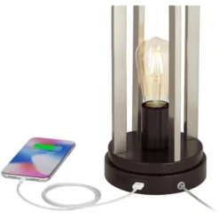 360 Lighting Marcel Modern Table Lamps Set Of 2 24 1/4" High Brushed Nickel With LED Nightlight USB Charging Port White Shade For Bedroom House Desk -Home Decor Store GUEST 37bc3ef0 1d75 4a83 a763 08ab1a37c940