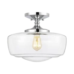 14" Marfa Glass/Iron Farmhouse Modern LED Flush Mount - JONATHAN Y -Home Decor Store GUEST 38969af3 e405 4d88 8078 8b1db1566c53