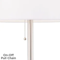 360 Lighting Caper Modern Floor Lamp With Tray Table 60 1/2" Tall Brushed Nickel USB And AC Power Outlet Off White Fabric Drum Shade For Living Room -Home Decor Store GUEST 39252900 2aee 4822 a8bb d88171e5794d