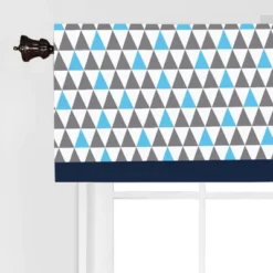 Bacati - Triangles Aqua/Navy/Grey Boys Cotton Window Valance -Home Decor Store GUEST 3bc7badc 2f97 4a2c b598 20fe20c8da9d