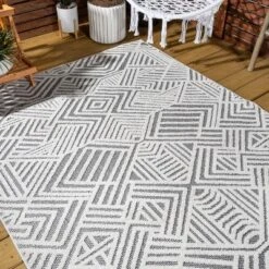 Jordan High-Low Pile Art Deco Geometric Indoor/Outdoor Area Rug - JONATHAN Y -Home Decor Store GUEST 3cfd60a9 0a7c 4c36 a646 b8148af4f9a6