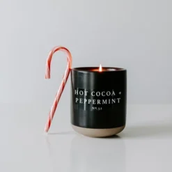 Sweet Water Decor Hot Cocoa & Peppermint 12oz Black Stoneware Candle