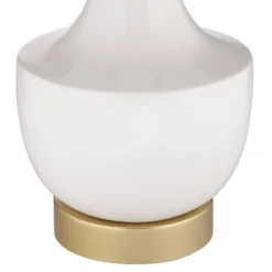 360 Lighting Nesbit Modern Mid Century Table Lamps 25" High Set Of 2 White Ceramic With USB Charging Port Drum Shade For Bedroom Living Room Bedside -Home Decor Store GUEST 4091fd95 6789 4c3e 87bb 8a826b13bf27