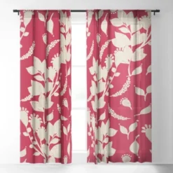 Viviana Gonzalez Floral Magenta Vibes Single Panel Sheer Window Curtain - Deny Designs