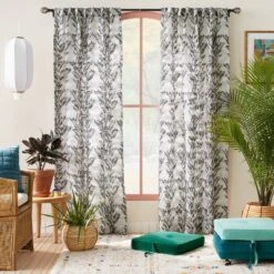 Home Decor Store 31 1pc 50"x84" Light Filtering Limu-Limu Leaf Jacquard Curtain Panel Gray - Opalhouse™ Designed With Jungalow™