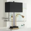 Possini Euro Design Griffin Modern Gooseneck Desk Lamp 31" Tall Gold With USB Charging Port Black Metal Rectangular Shade For Bedroom Living Room Kids -Home Decor Store GUEST 42a67d7a 4b17 4e08 9d91 0c00812f1179
