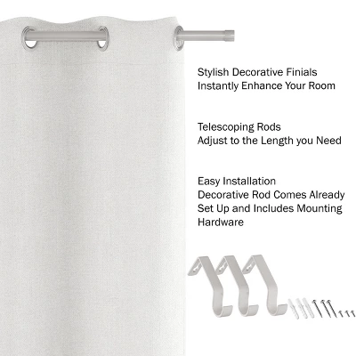 1-Inch Curtain Rod- Decorative End Cap Style Finials And Hardware- For Home Decor In Bedroom And Kitchen, 48-84-Inch By Hastings Home (Silver) 4 1-Inch Curtain Rod- Decorative End Cap Style Finials And Hardware- For Home Decor In Bedroom And Kitchen, 48-84-Inch By Hastings Home (Silver) - Image 2