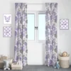 Bacati - Watercolor Floral Purple Gray Cotton Printed Single Window Curtain Panel
