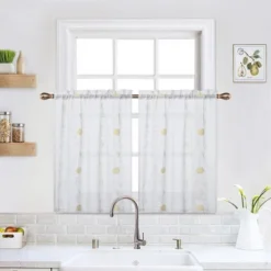 Trinity Short Curtains Floral Embroidered Pom Design Semi Sheer Rod Pocket 11 Trinity Short Curtains Floral Embroidered Pom Design Semi Sheer Rod Pocket -Home Decor Store GUEST 46c4686d b511 4540 8789 5e4ee9847005