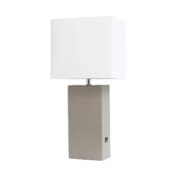 21" Lexington Leather Base Modern Home Decor Bedside Table Lamp With USB Charging Port And Fabric Shade - Lalia Home 38 21" Lexington Leather Base Modern Home Decor Bedside Table Lamp With USB Charging Port And Fabric Shade - Lalia Home -Home Decor Store GUEST 479c664a 5924 4f17 8a8b 0fb2132d5b13