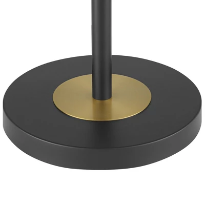 360 Lighting Rayna Mid Century Modern Downbridge Floor Lamp 61 1/2" Tall Black Gold Metal Off White Linen Drum Shade For Living Room Reading Bedroom 5 360 Lighting Rayna Mid Century Modern Downbridge Floor Lamp 61 1/2" Tall Black Gold Metal Off White Linen Drum Shade For Living Room Reading Bedroom - Image 3