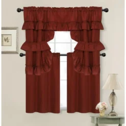 Kate Aurora Country Farmhouse Living Solid Colored Cafe Kitchen Curtain Tier & Swag Valance Set -Home Decor Store GUEST 47eaed1f c660 4b2a ac97 ab26db337304