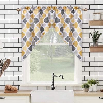Geometric Quatrefoil Swag Valance Curtains For Windows Cotton Blend Fabric, 56" W X 36" L 9 Geometric Quatrefoil Swag Valance Curtains For Windows Cotton Blend Fabric, 56" W X 36" L - Image 7