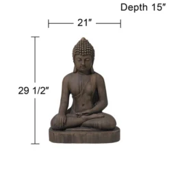 John Timberland Sitting Buddha Statue Sculpture Zen Decor Outdoor Garden Front Porch Patio Yard Outside Dark Sandstone Faux Stone Finish 29 1/2" High -Home Decor Store GUEST 4c454699 74ca 4e87 8a57 8e635d1372cb